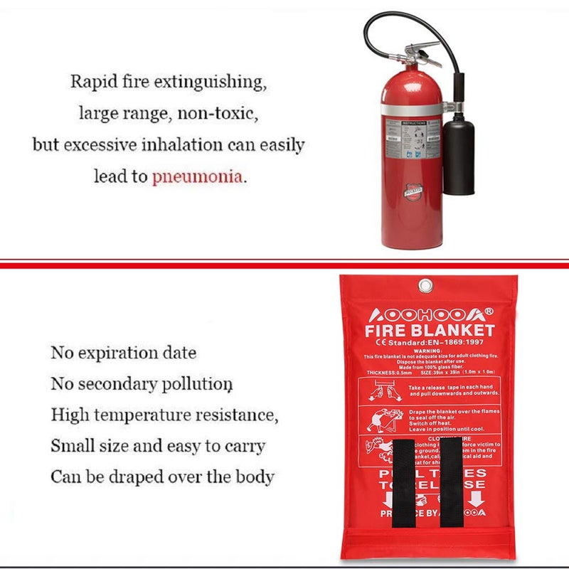 AOOHOOA Fire Blanket Fiberglass Emergency Fire Safety Blankets Flame Retardant Protection for Kitchen,Camping,Fireplace,Grill,Car,RV,Boat (3 Pack) - Image 4